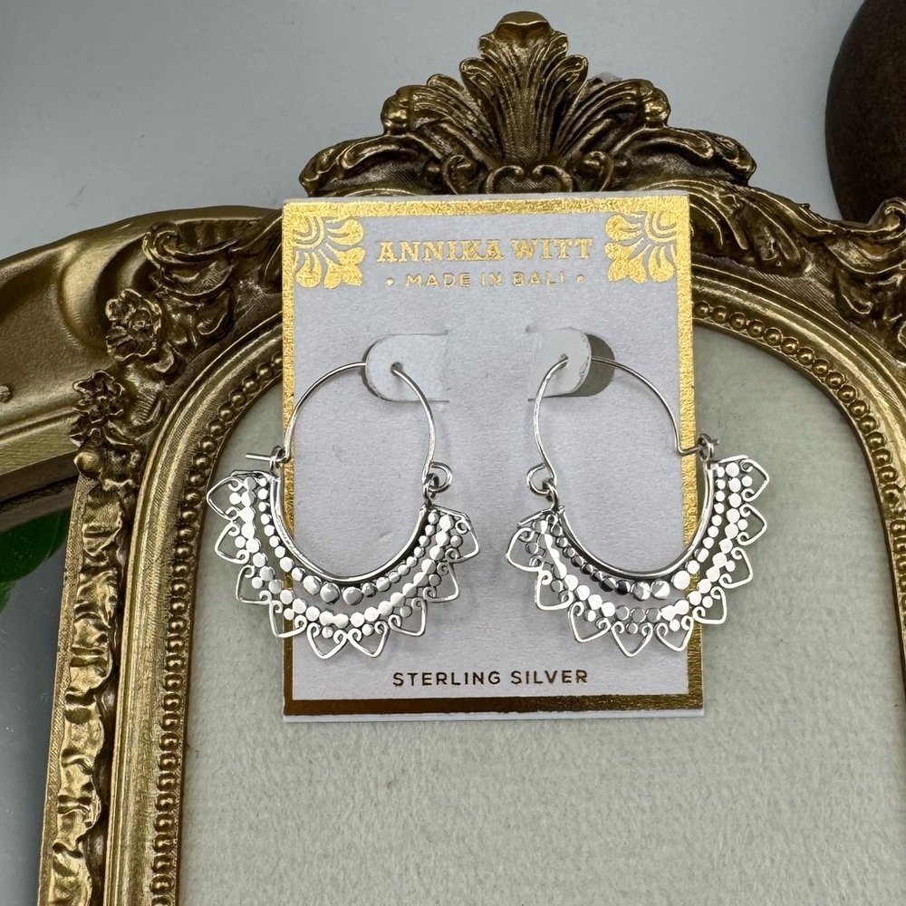 Annika Witt Sterling Silver Filigree Hoop Earrings – Made in Bali - Picture 3 of 7